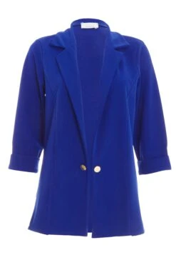 Royal Blue Ruched Sleeve Blazer