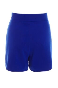 Royal Blue Buckle Detail High Waist Shorts -Women Clothing Sales Store 00100038202 ZB
