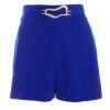 Royal Blue Buckle Detail High Waist Shorts -Women Clothing Sales Store 00100038202 ZM