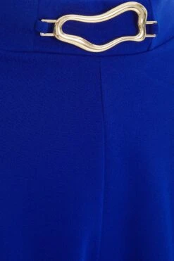 Royal Blue Buckle Detail High Waist Shorts -Women Clothing Sales Store 00100038202 ZS