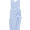 Blue Chain Ruched Midi Dress 12 Blue Chain Ruched Midi Dress -Women Clothing Sales Store 00100038212 ZM
