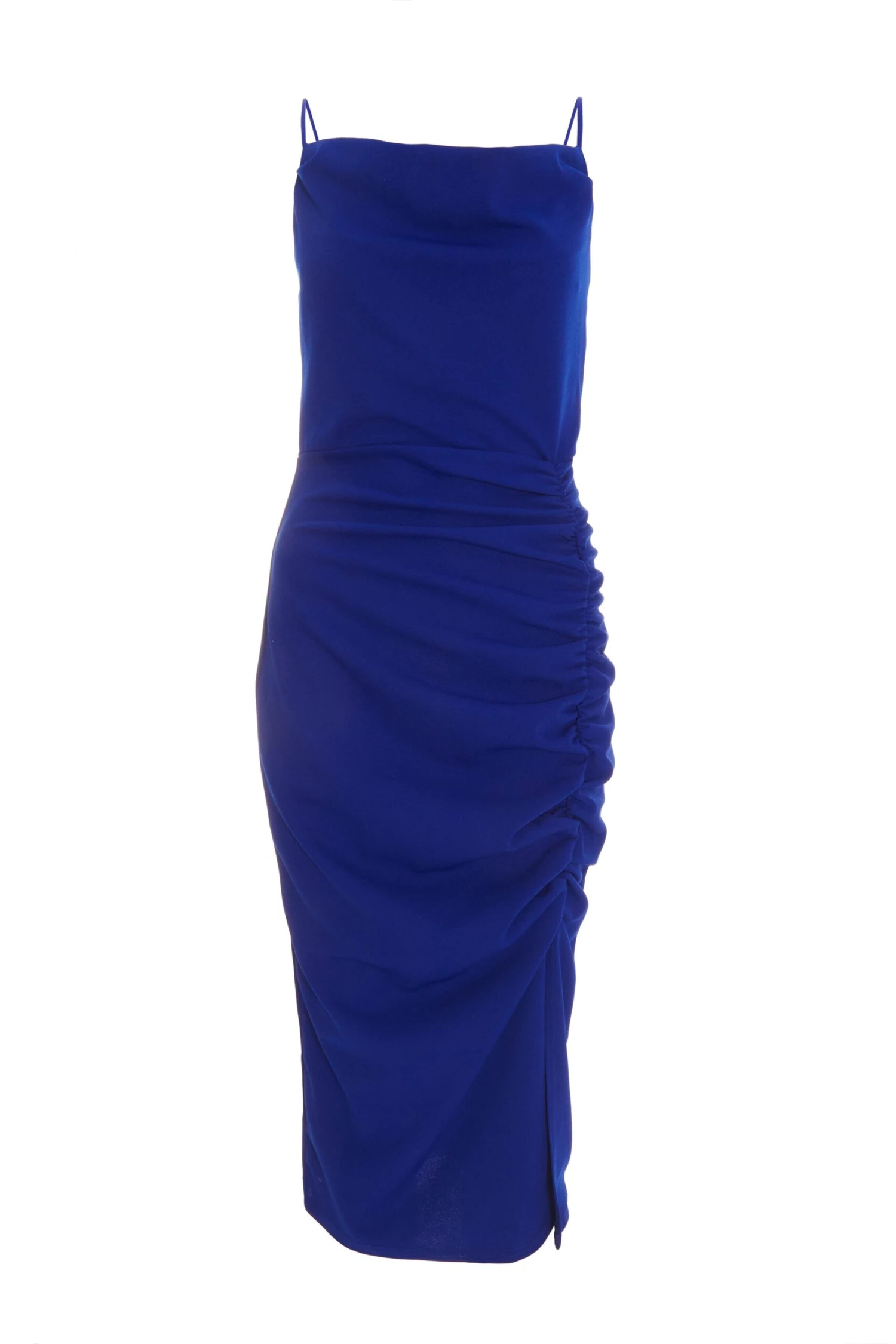 Royal Blue Ruched Bodycon Midi Dress 1 Royal Blue Ruched Bodycon Midi Dress