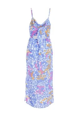 Petite Blue Animal Print Split Midaxi Dress -Women Clothing Sales Store 00100038275 ZB