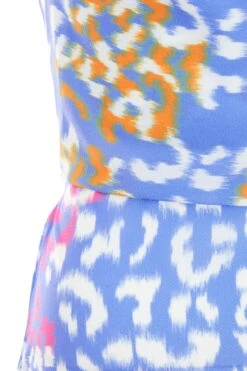 Petite Blue Animal Print Split Midaxi Dress -Women Clothing Sales Store 00100038275 ZS