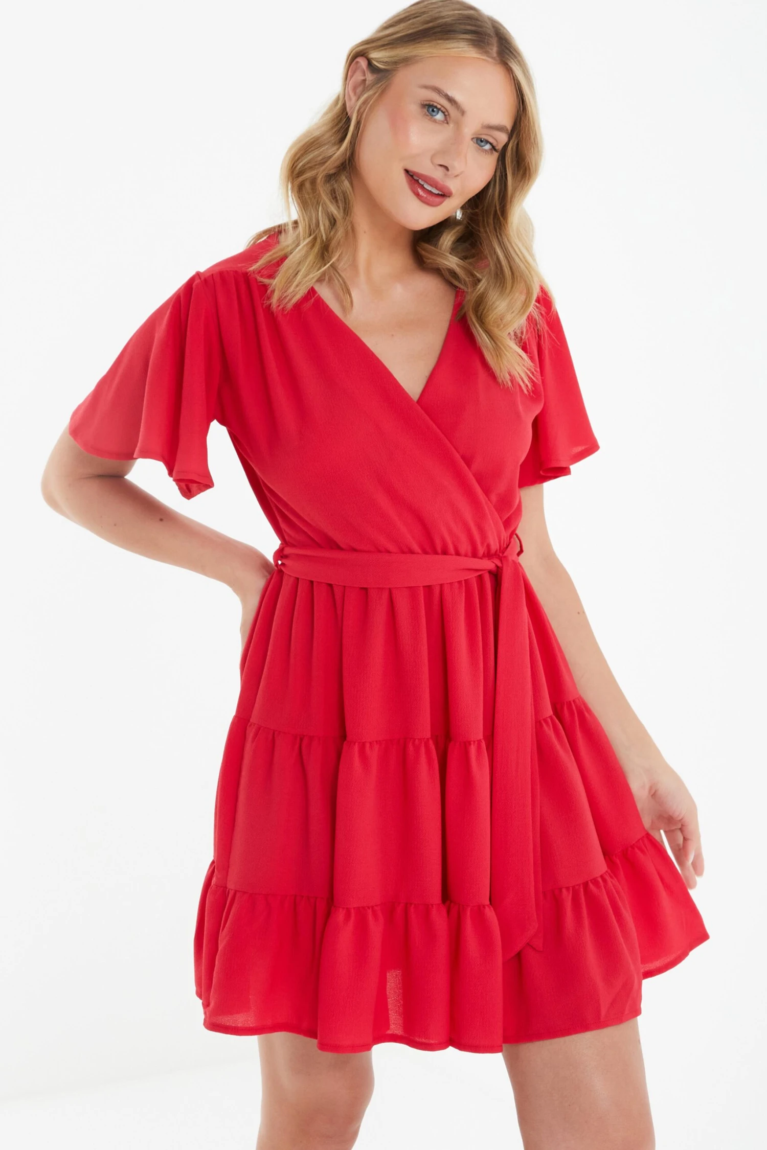 Red Wrap Skater Dress 2 Red Wrap Skater Dress - Image 2