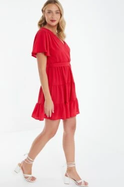 Red Wrap Skater Dress 9 Red Wrap Skater Dress -Women Clothing Sales Store 00100038347 XS