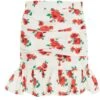White Floral Ruched Mini Skirt -Women Clothing Sales Store 00100038372 ZM