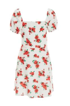 White Rose Print Mini Dress 10 White Rose Print Mini Dress -Women Clothing Sales Store 00100038382 ZB