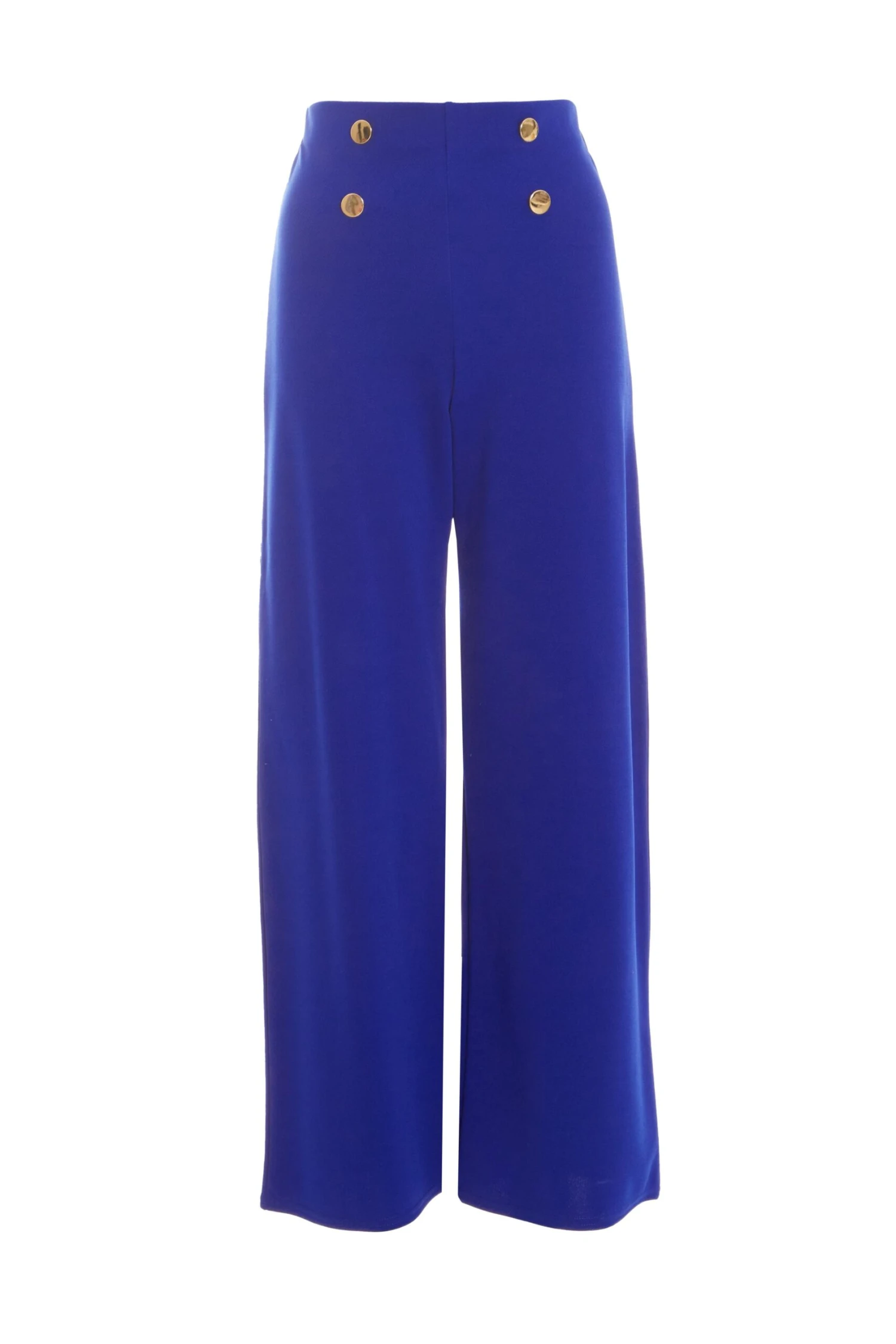 Petite Royal Blue Button Palazzo Trousers 1 Petite Royal Blue Button Palazzo Trousers