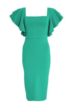 Petite Green Frill Midi Dress