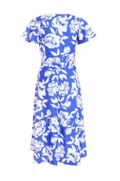 Petite Royal Blue Floral Dip Hem Midi Dress 10 Petite Royal Blue Floral Dip Hem Midi Dress -Women Clothing Sales Store 00100038399 ZB