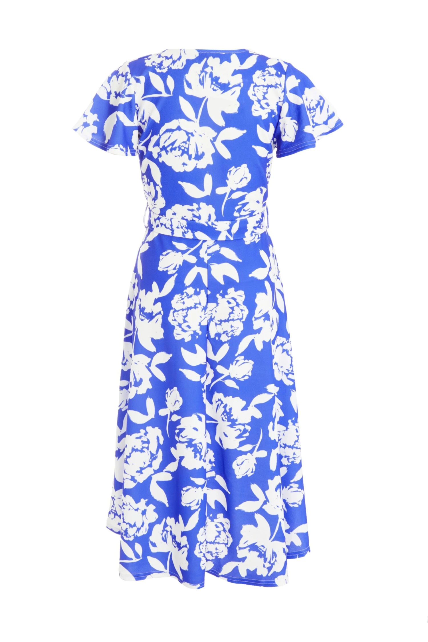 Petite Royal Blue Floral Dip Hem Midi Dress 5 Petite Royal Blue Floral Dip Hem Midi Dress - Image 5