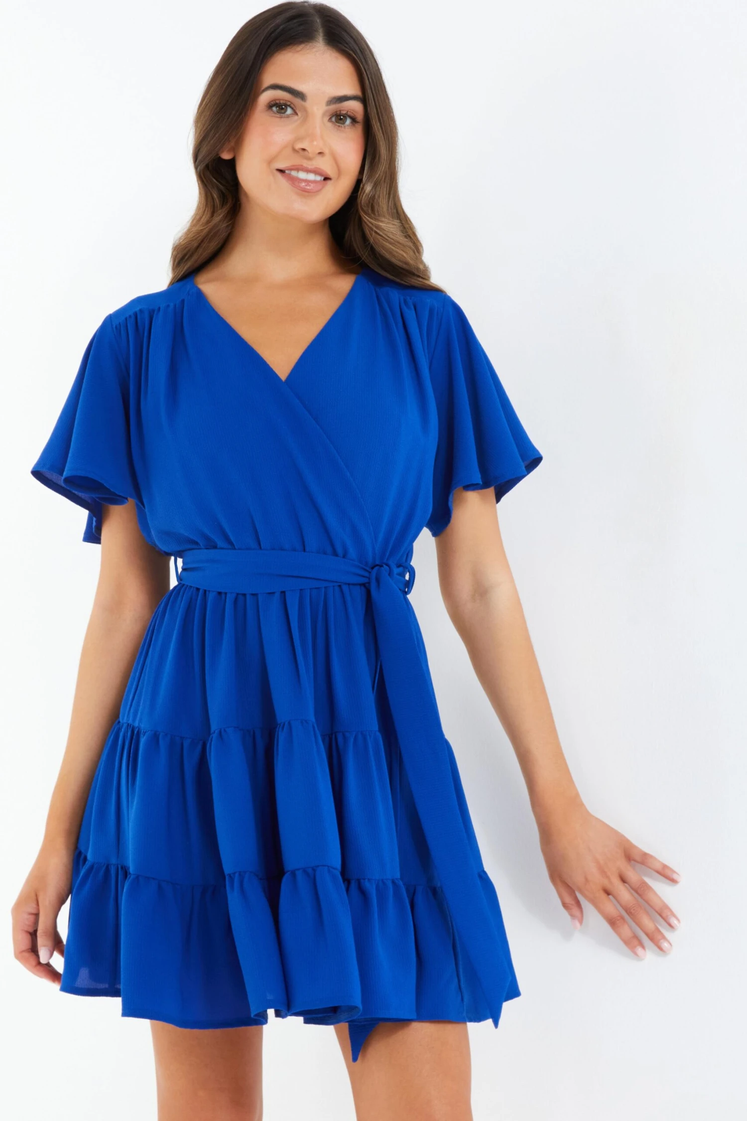 Petite Royal Blue Wrap Skater Dress 2 Petite Royal Blue Wrap Skater Dress - Image 2