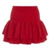 Red Ruched Frill Mini Skirt -Women Clothing Sales Store 00100038420 ZM