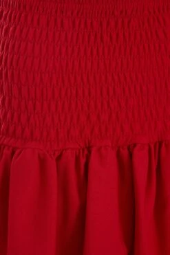 Red Ruched Frill Mini Skirt -Women Clothing Sales Store 00100038420 ZS