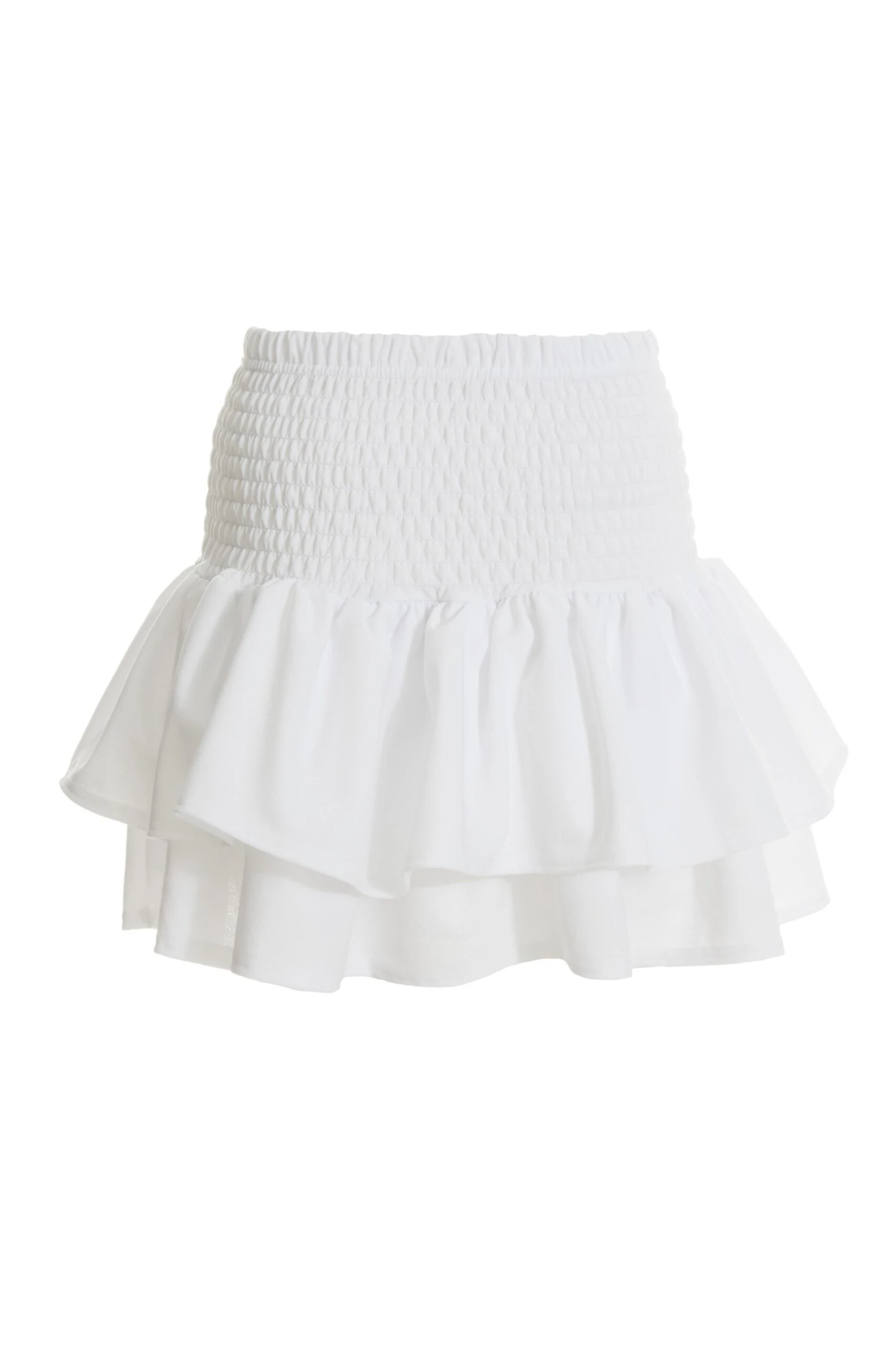 White Ruched Frill Mini Skirt 5 White Ruched Frill Mini Skirt - Image 5