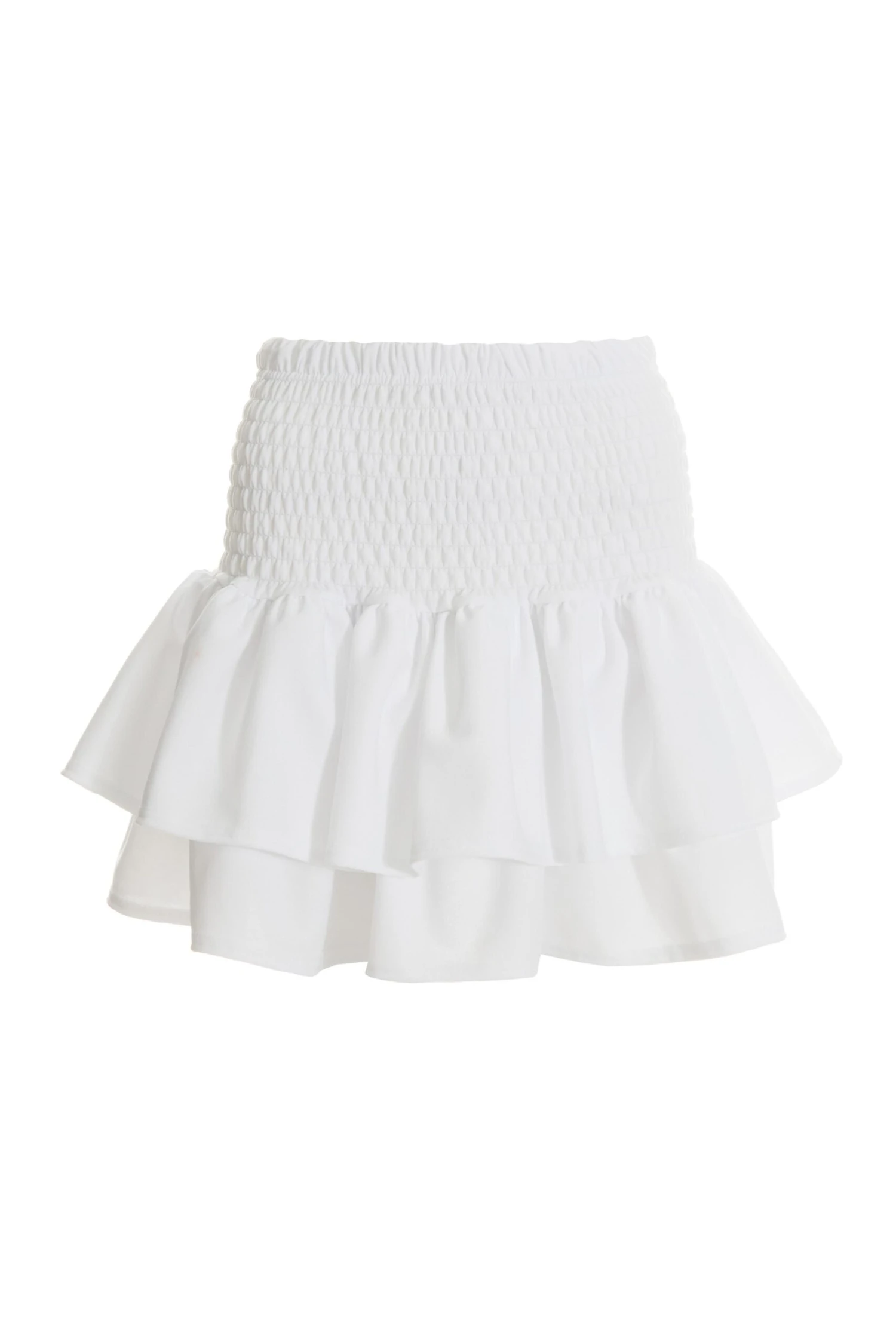 White Ruched Frill Mini Skirt 1 White Ruched Frill Mini Skirt