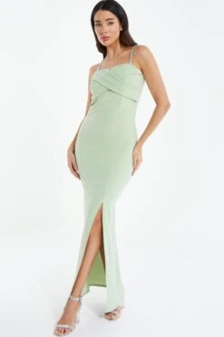 Sage Cross Front Maxi Dress -Women Clothing Sales Store 00100038434 XM