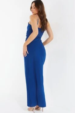 Royal Blue Diamante Wrap Maxi Dress -Women Clothing Sales Store 00100038454 XB