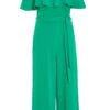 Petite Green Bardot Frill Culotte Jumpsuit 13 Petite Green Bardot Frill Culotte Jumpsuit -Women Clothing Sales Store 00100038487 ZM