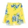 Yellow Floral Wrap Mini Skirt -Women Clothing Sales Store 00100038548 ZM