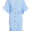 Blue Oversized Pleated Shirt Dress 13 Blue Oversized Pleated Shirt Dress -Women Clothing Sales Store 00100038566 ZM