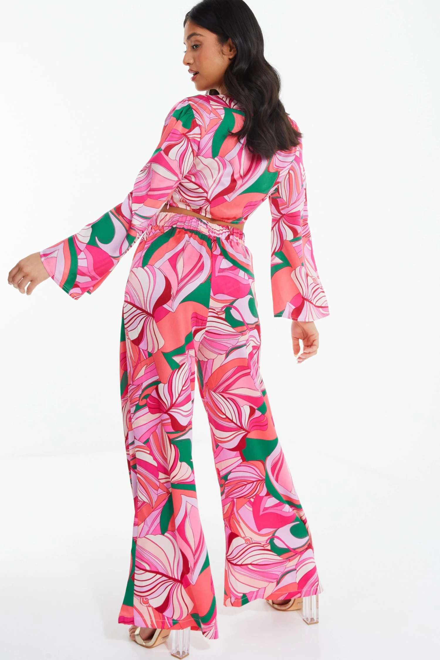 Petite Pink Scarf Print Palazzo Trousers 3 Petite Pink Scarf Print Palazzo Trousers - Image 3