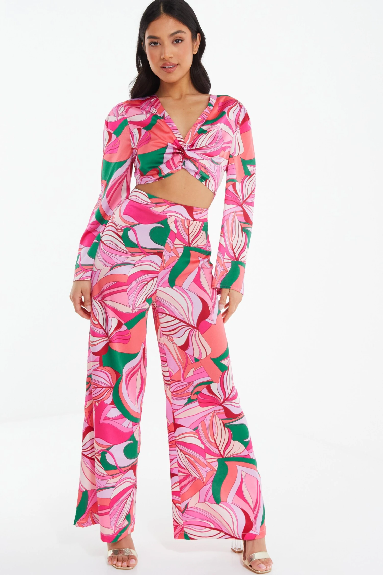 Petite Pink Scarf Print Palazzo Trousers 2 Petite Pink Scarf Print Palazzo Trousers - Image 2
