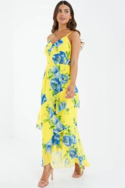 Petite Yellow Floral Midaxi Dress -Women Clothing Sales Store 00100038635 XS
