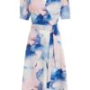 Blue Marble Print Dip Hem Dress 13 Blue Marble Print Dip Hem Dress -Women Clothing Sales Store 00100038684 ZM