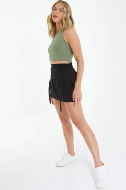 Black Cargo Mini Skirt -Women Clothing Sales Store 00100038777 XS