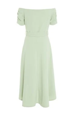 Green Bardot Dip Hem Midi Dress -Women Clothing Sales Store 00100038996 ZB