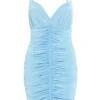 Blue Ruched Bodycon Mini Dress -Women Clothing Sales Store 00100038998 ZM