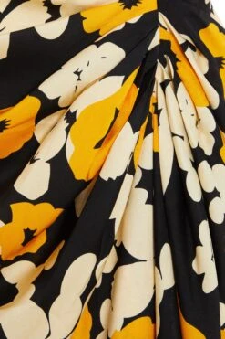 Black Floral Cold Shoulder Midi Dress -Women Clothing Sales Store 00100039068 ZS