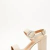 Nude Diamante Buckle Block Heels -Women Clothing Sales Store 00100039169 ZM