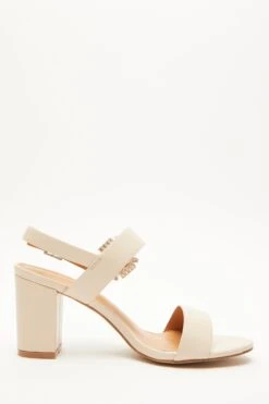 Nude Diamante Buckle Block Heels -Women Clothing Sales Store 00100039169 ZS