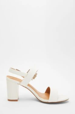 White Dimanate Buckle Block Heels -Women Clothing Sales Store 00100039171 ZS