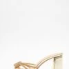 Gold Diamante Mule Block Heels -Women Clothing Sales Store 00100039311 ZM