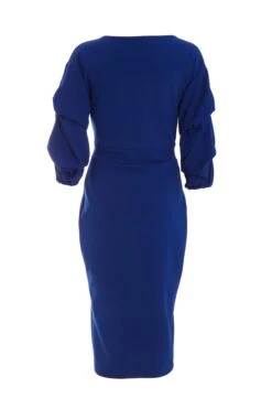 Royal Blue Wrap Tie Midi Dress 10 Royal Blue Wrap Tie Midi Dress -Women Clothing Sales Store 00100039356 ZB