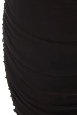 Black Frill Hem Bodycon Midi Dress -Women Clothing Sales Store 00100039610 ZS