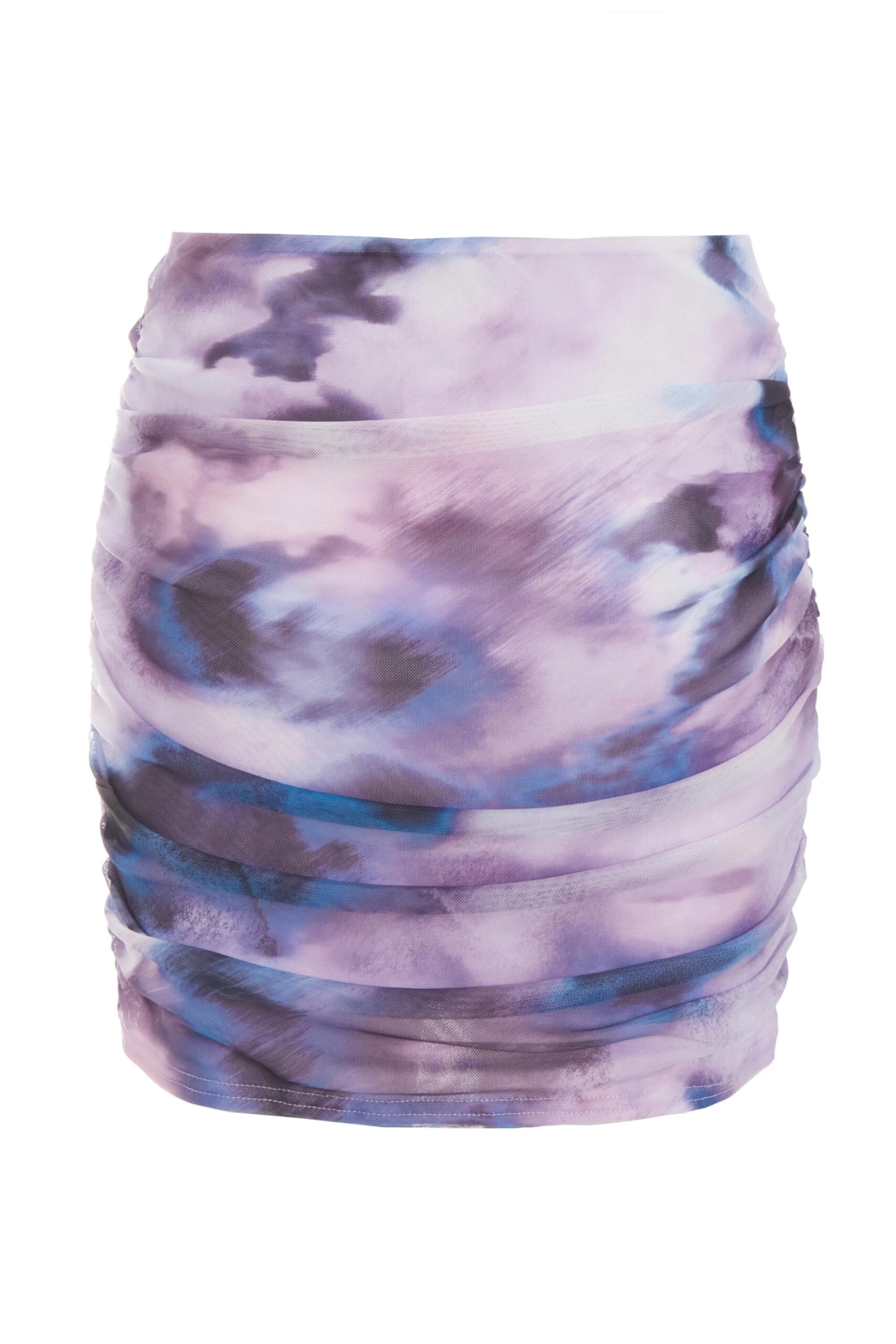 Purple Marble Print Mesh Ruched Mini Skirt 5 Purple Marble Print Mesh Ruched Mini Skirt - Image 5
